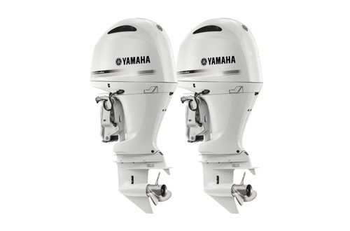 Twin Yamaha 150hp White Outboards | Remote Mechanical, 25" Shaft | F150XC2 & LF150XC2 | Special Edition